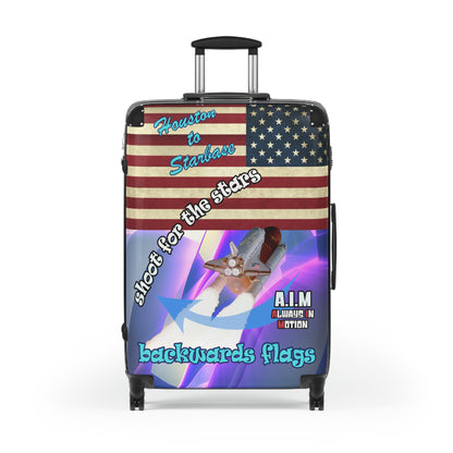 shoot for the stars - Suitcase (grey-pink wave)