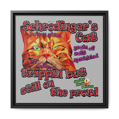 schrodinger's cat - framed canvas art (light grey)