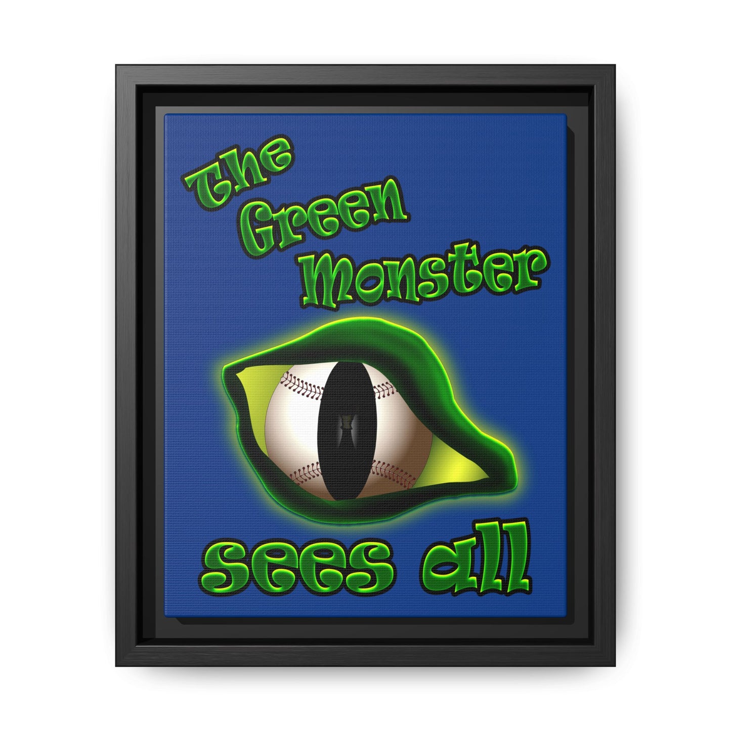 green monster - framed canvas art (dark blue)