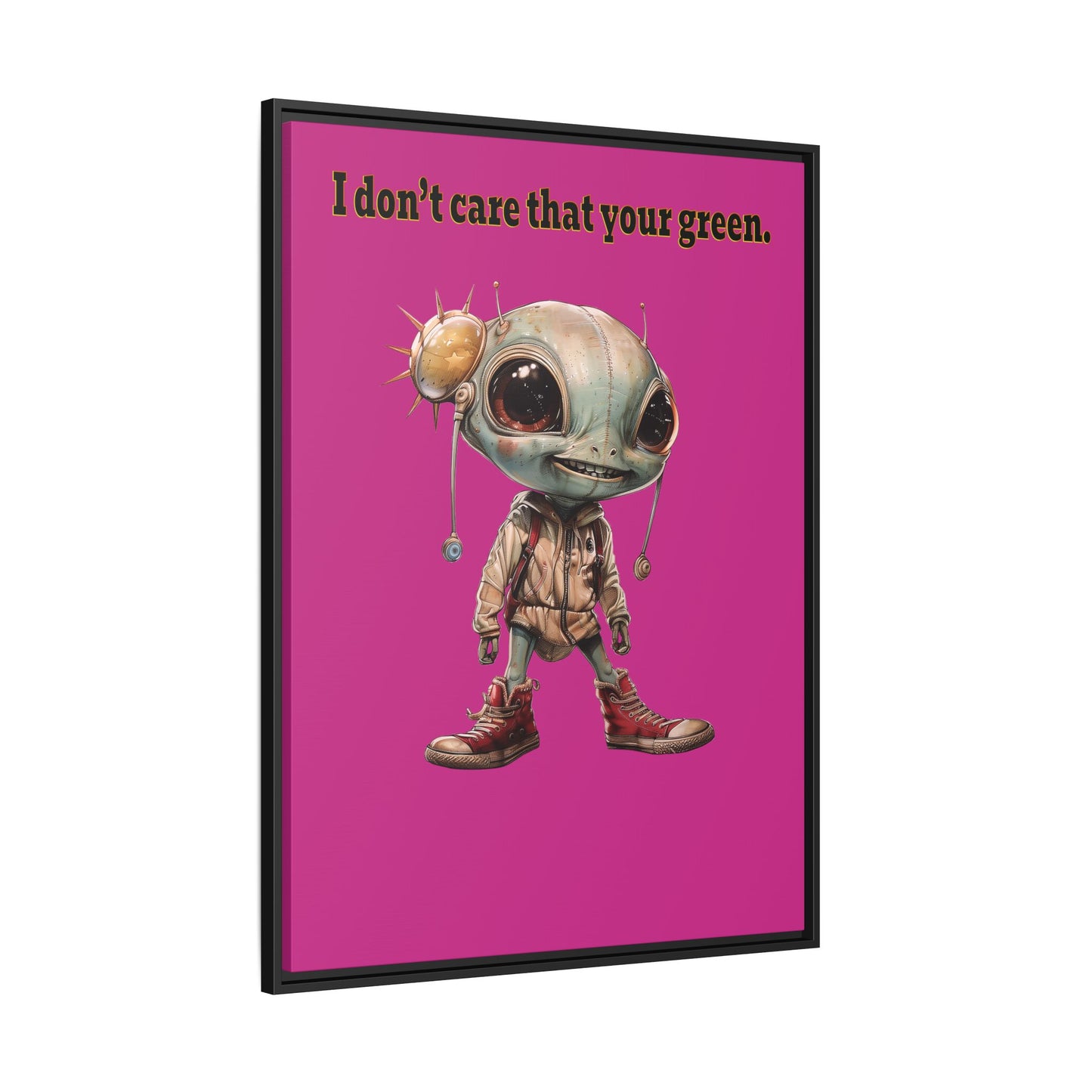 I don't care that your green - framed canvas art (pink)