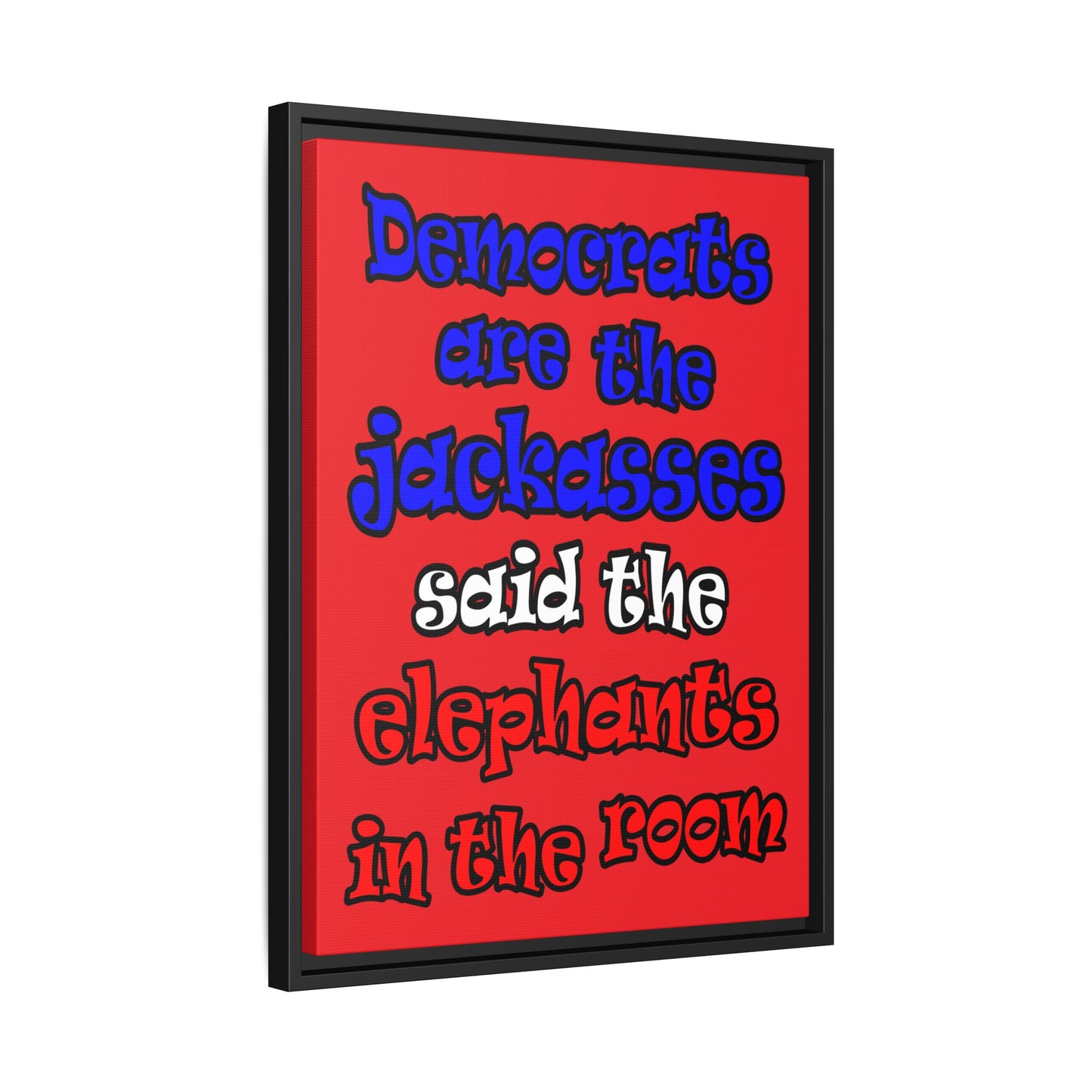 donkeys and elephants - framed canvas art (red)