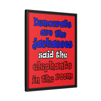 donkeys and elephants - framed canvas art (red)