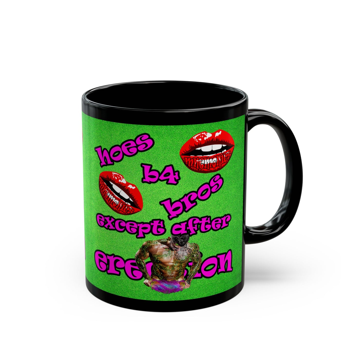 hoes b4 bros - Black Mug (green turf)