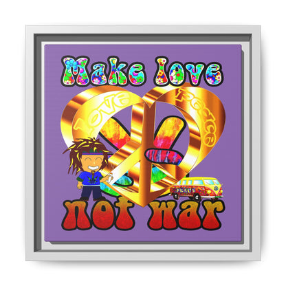 love peace - framed canvas art (light purple)