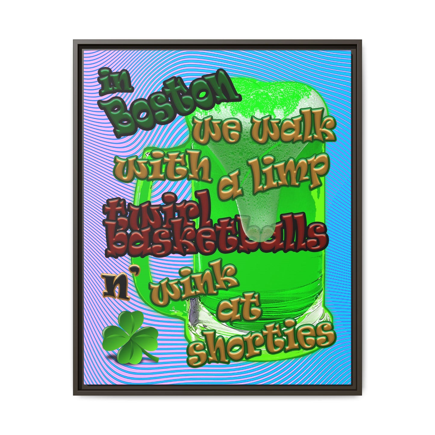 celtics logo - framed canvas art (light blue-purple wave)