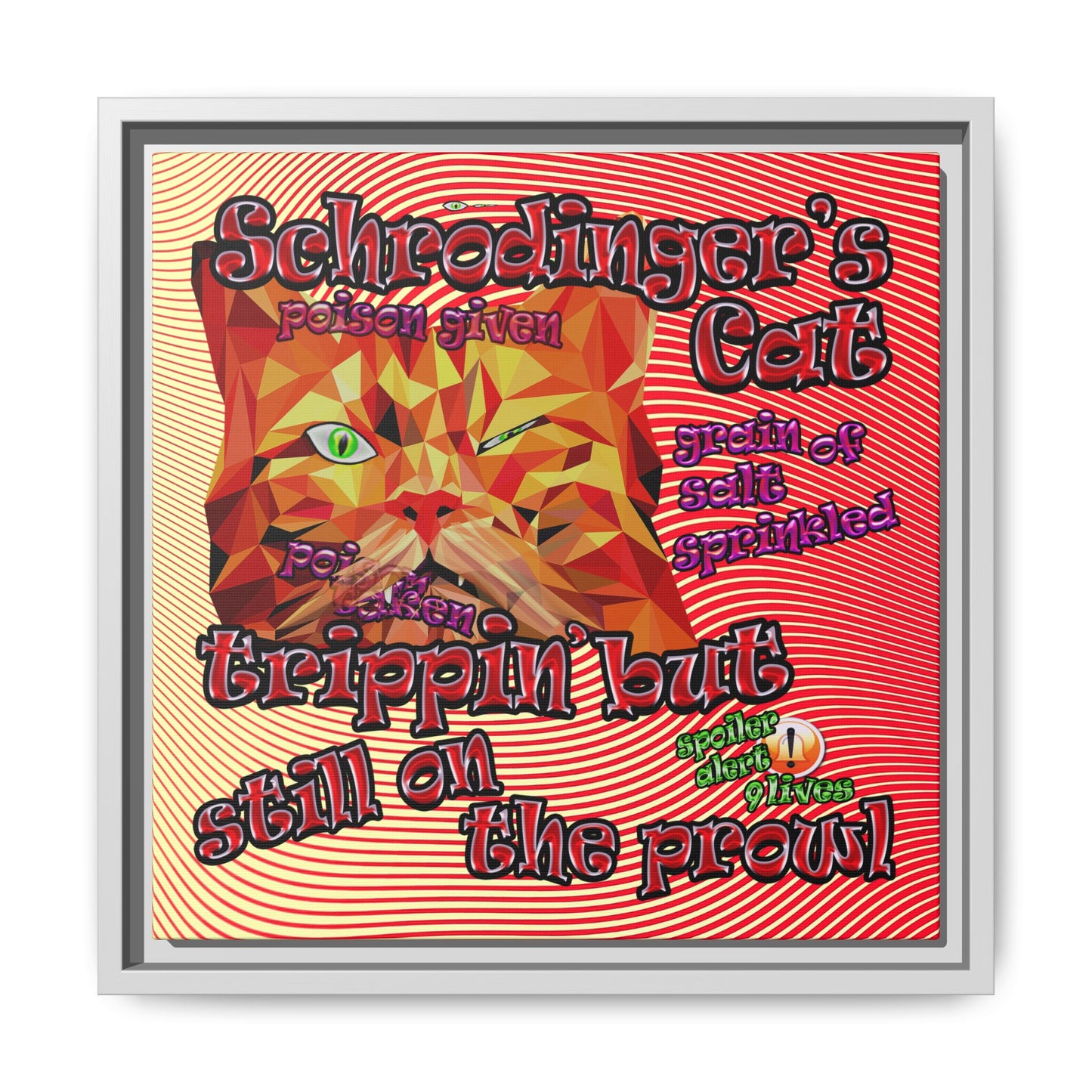 schrodinger's cat - framed canvas art (yellow-orange wave)