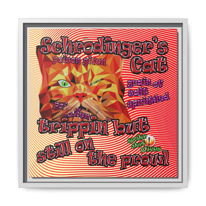 schrodinger's cat - framed canvas art (yellow-orange wave)