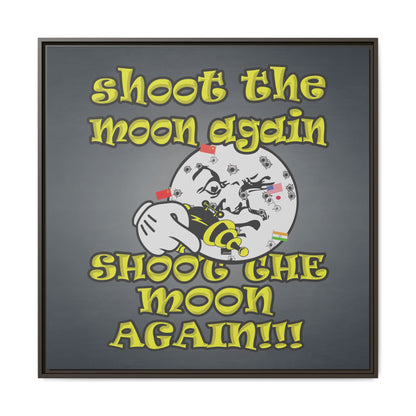 shoot the moon again - framed canvas art (grey-light grey)