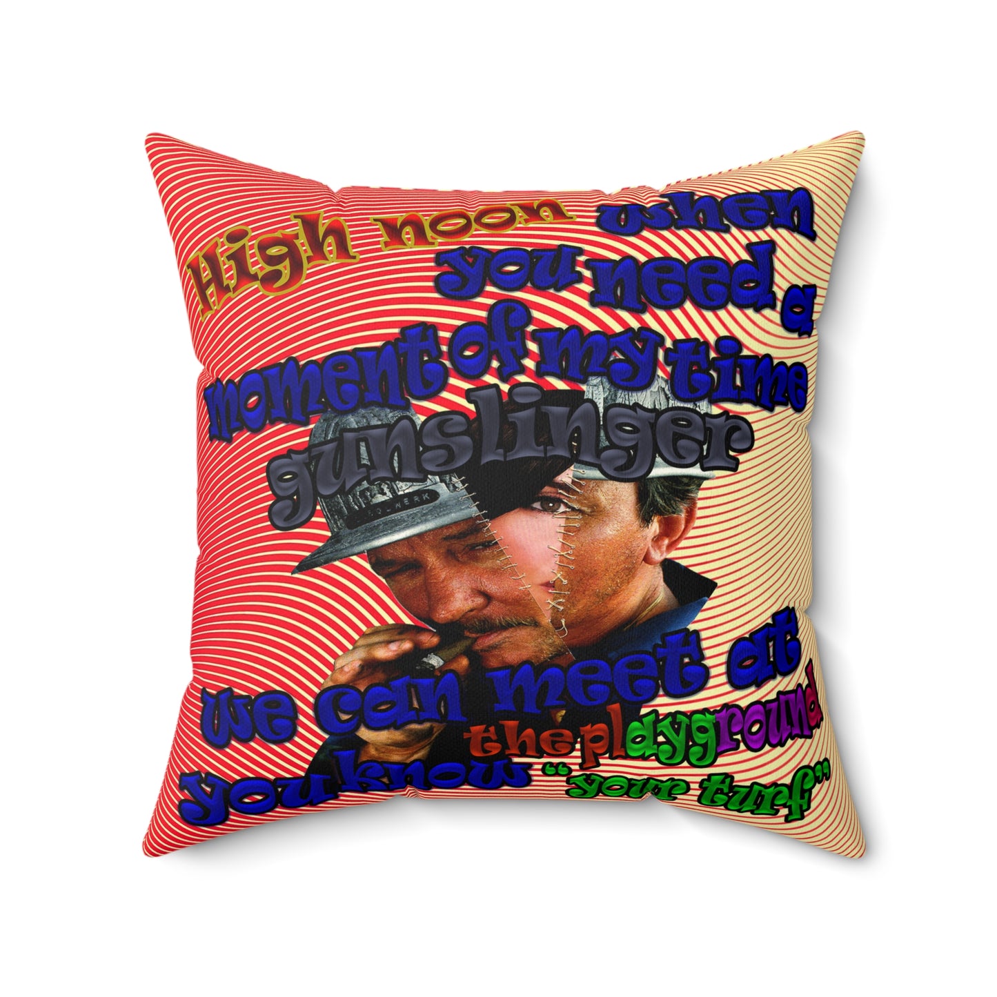 high noon - Faux Suede Square Pillow - (yellow-orange wave)