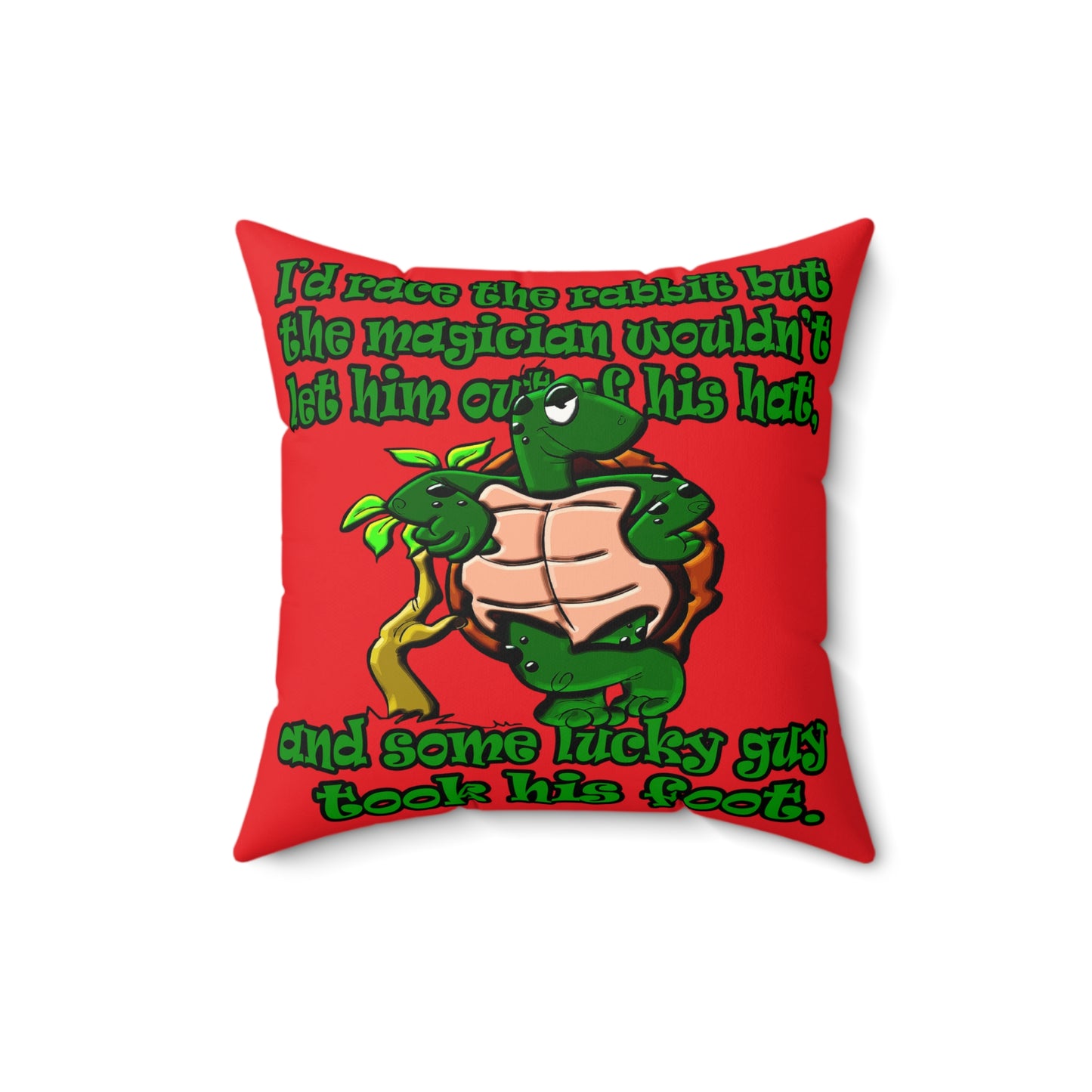 turtle race - Faux Suede Square Pillow - (red)