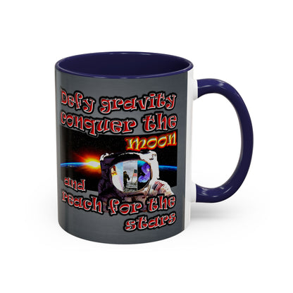 defy conquer reach - Accent Mug (grey-light grey)