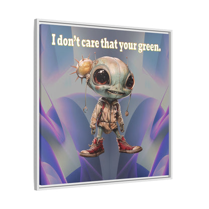 I don't care that your green - framed canvas art (grey-pink wave)