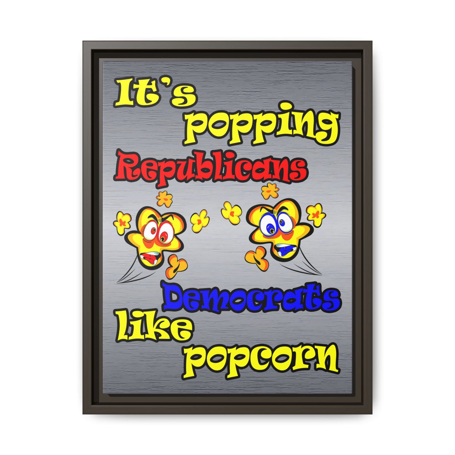 popping like popcorn - framed canvas art (brushed nickel)