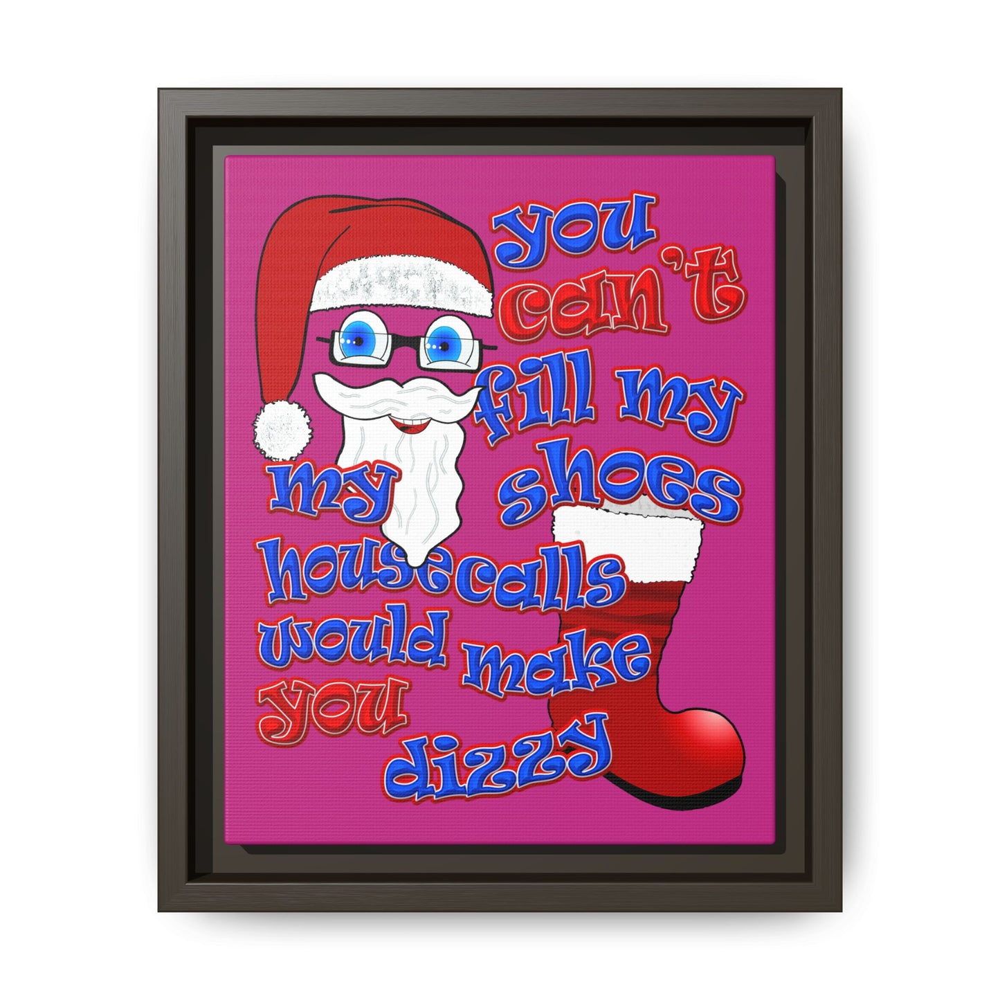 santa's shoes - framed canvas art (pink)