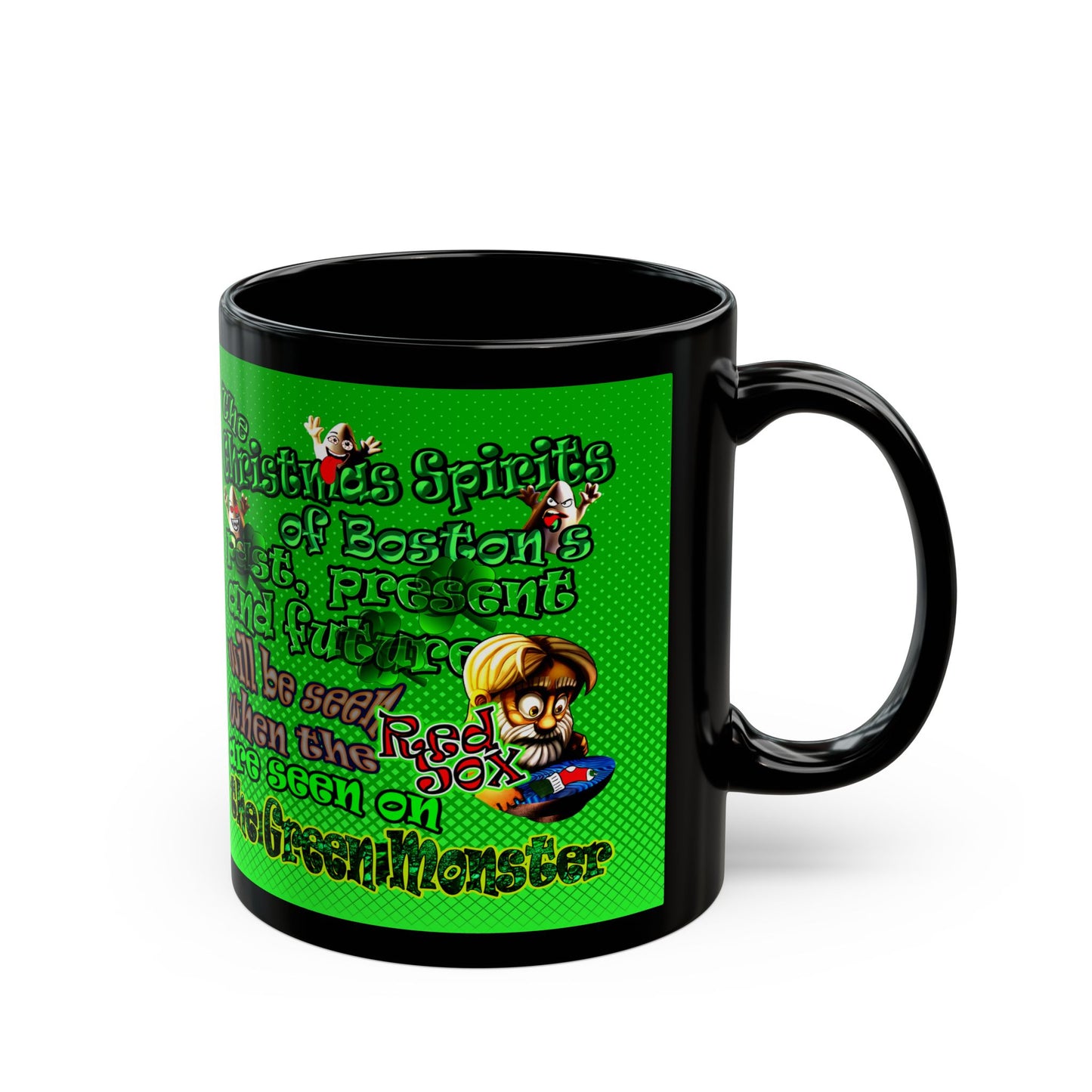 christmas spirits of boston - Black Mug (logo green)