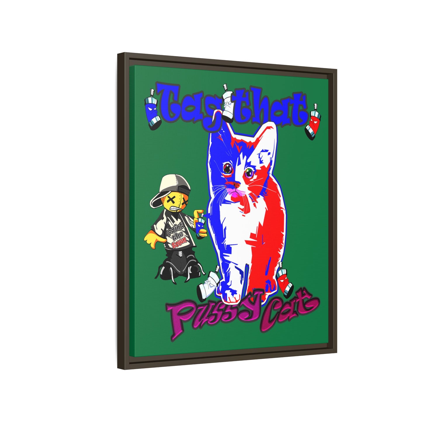 tag that - framed canvas art (dark green)