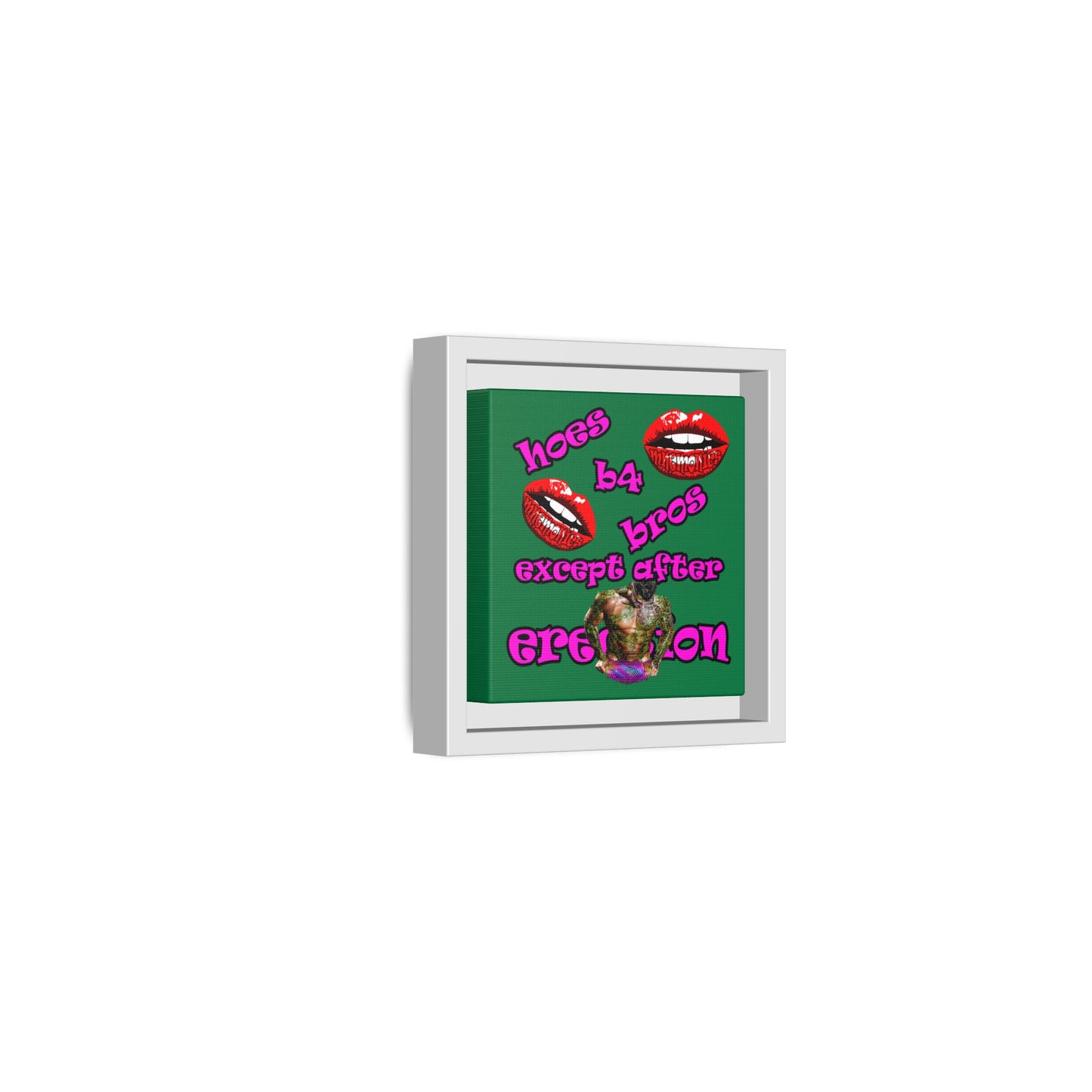 hoes b4 bros - framed canvas art (dark green)