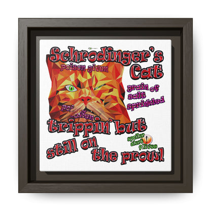 schrodinger's cat - framed canvas art (white)