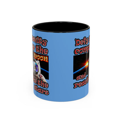 defy conquer reach - Accent Mug (light blue)