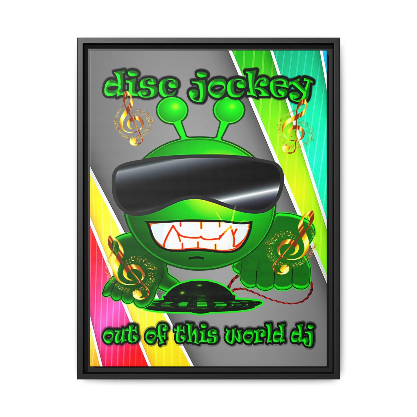 disc jockey - framed canvas art (rainbow split)
