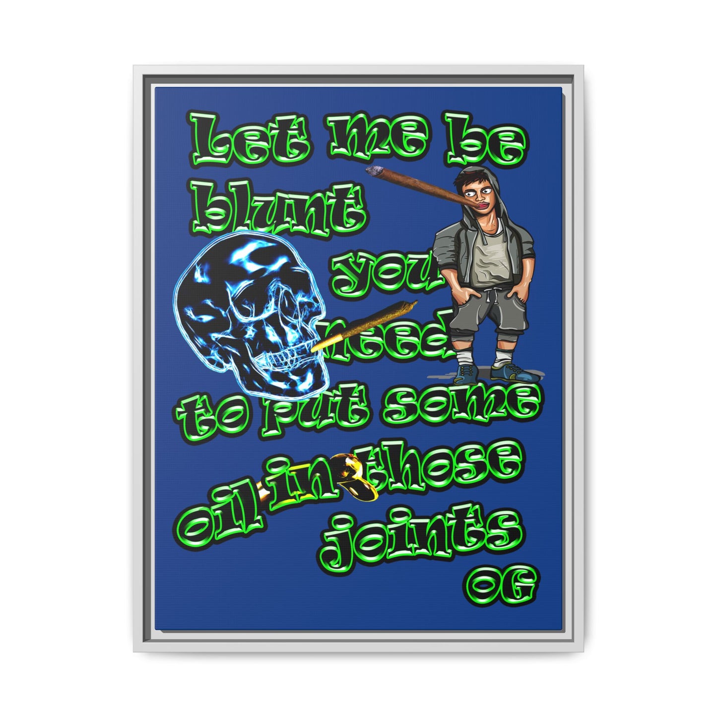 og - framed canvas art (dark blue)