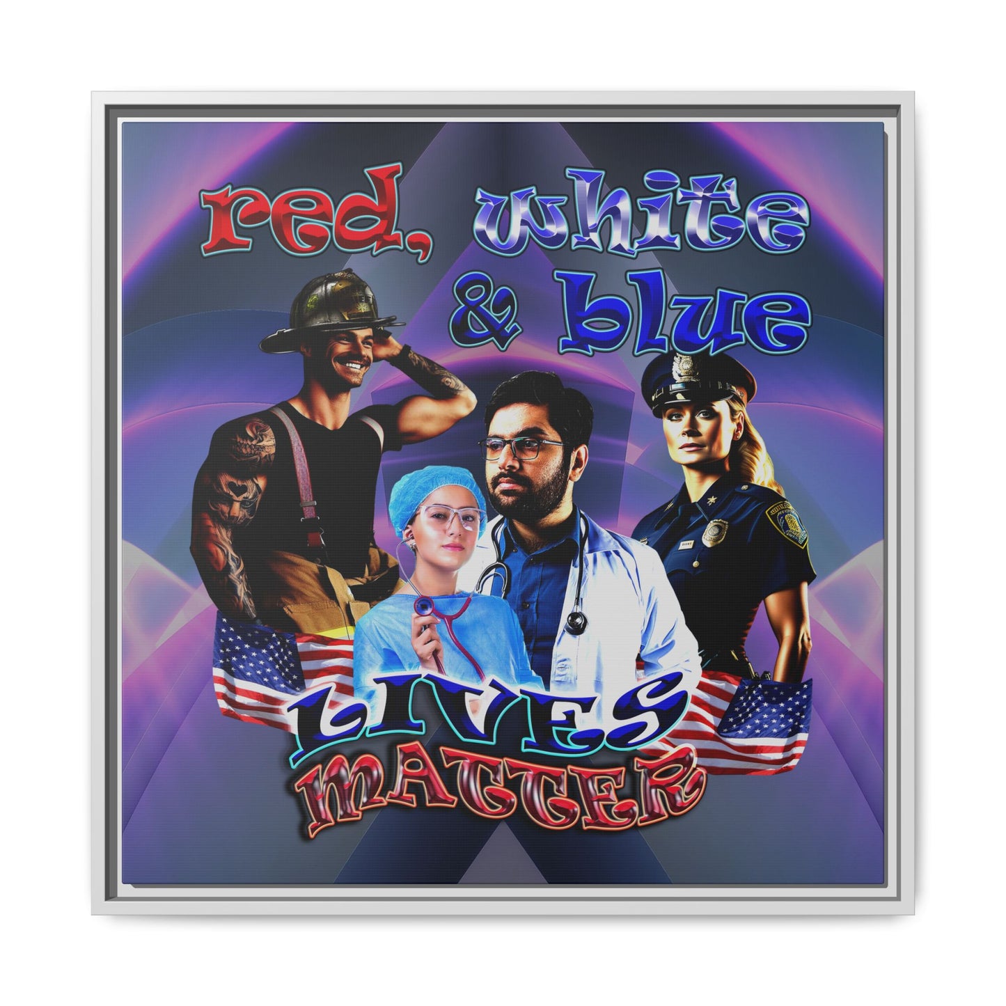rw&b lives matter - framed canvas art (grey-pink wave)