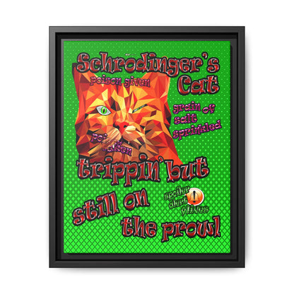 schrodinger's cat - framed canvas art (logo green)