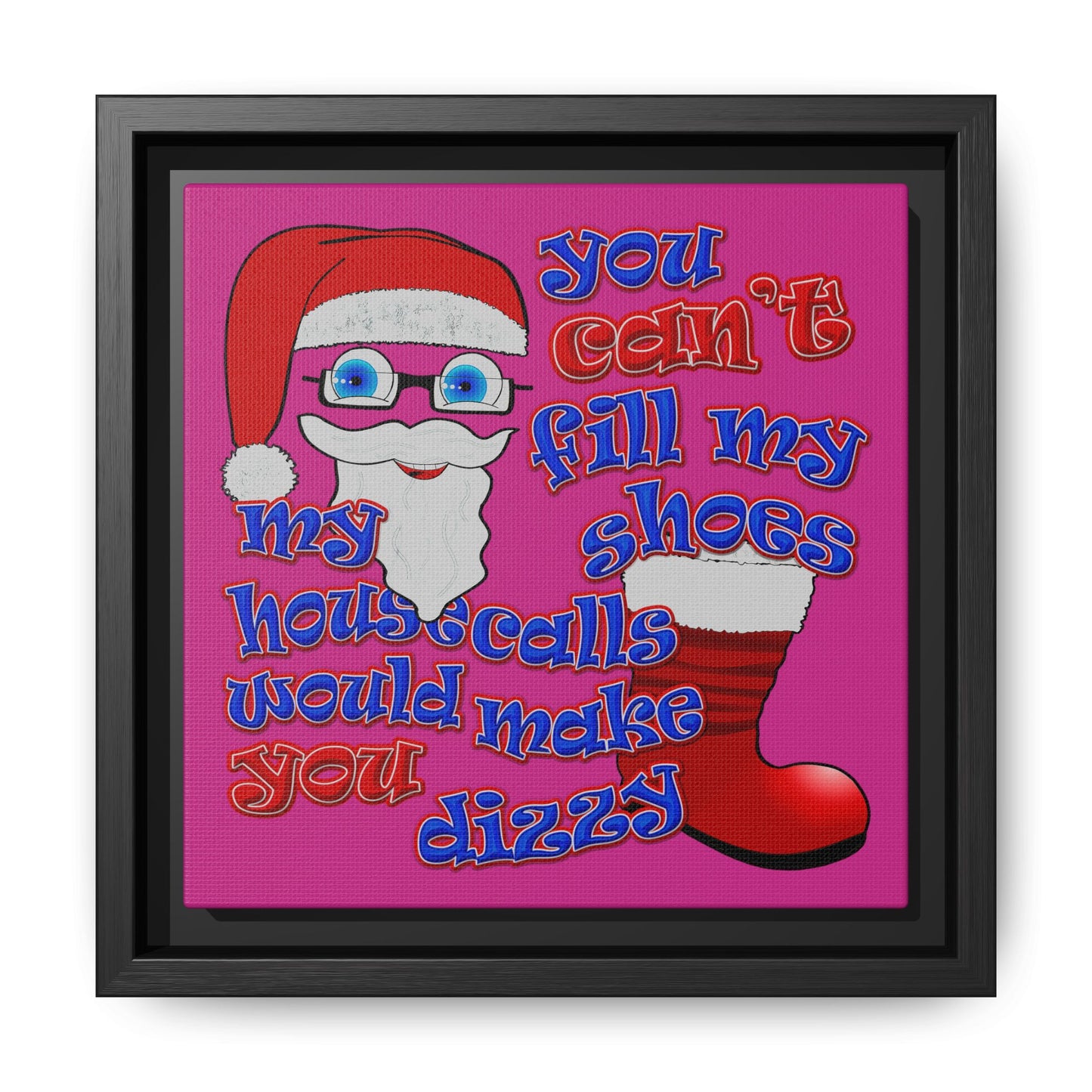 santa's shoes - framed canvas art (pink)
