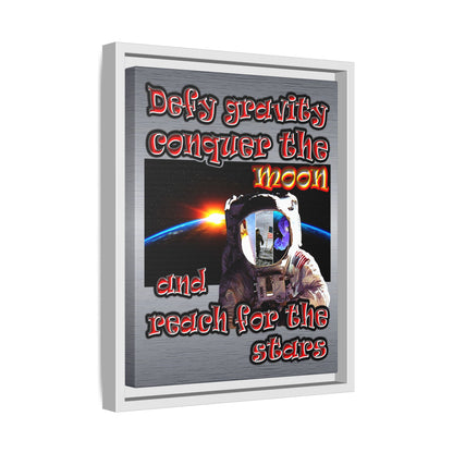 defy conquer reach - framed canvas art (brushed nickel)