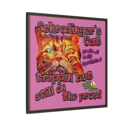 schrodinger's cat - framed canvas art (light pink)