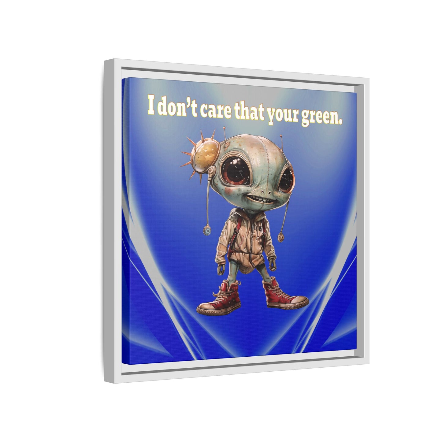 I don't care that your green - framed canvas art (blue-white wave)