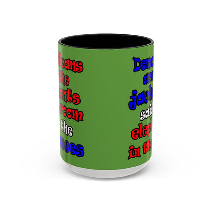 donkeys and elephants - Accent Mug (green)