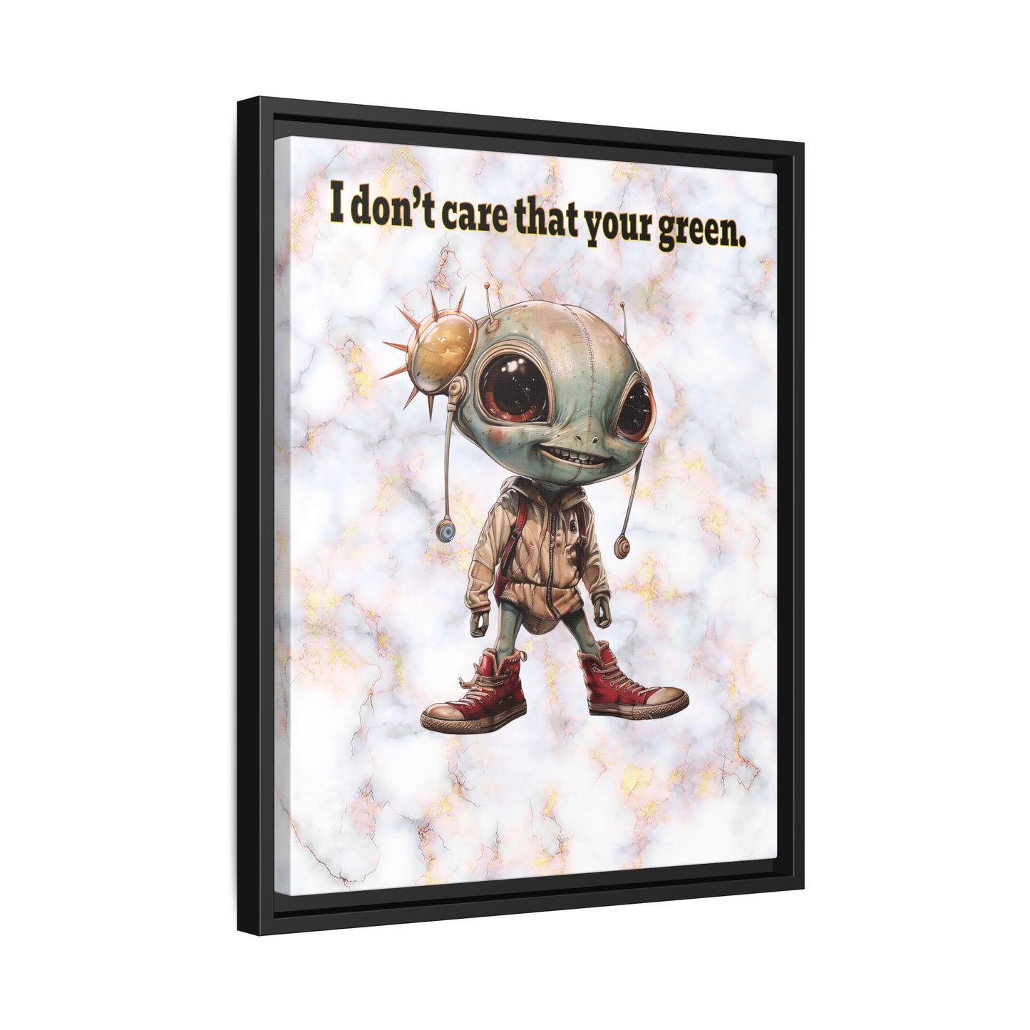 I don't care that your green - framed canvas art (white marble)