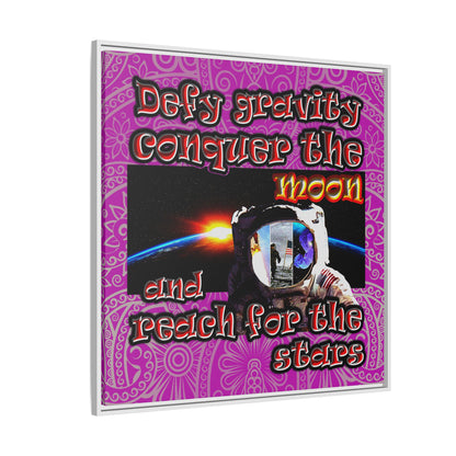 defy conquer reach - framed canvas art (pink swirl)