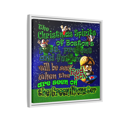 christmas spirits of boston - framed canvas art ('snoops' background)