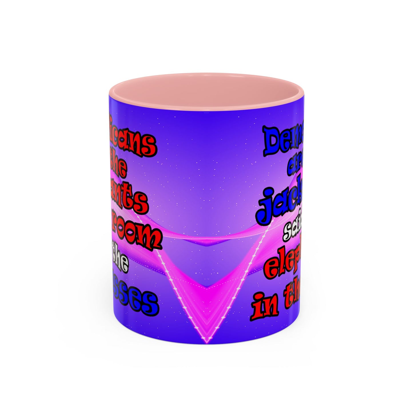 donkeys and elephants - Accent Mug (purple-pink wave)