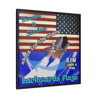 shoot for the stars - framed canvas art (blue-white wave)