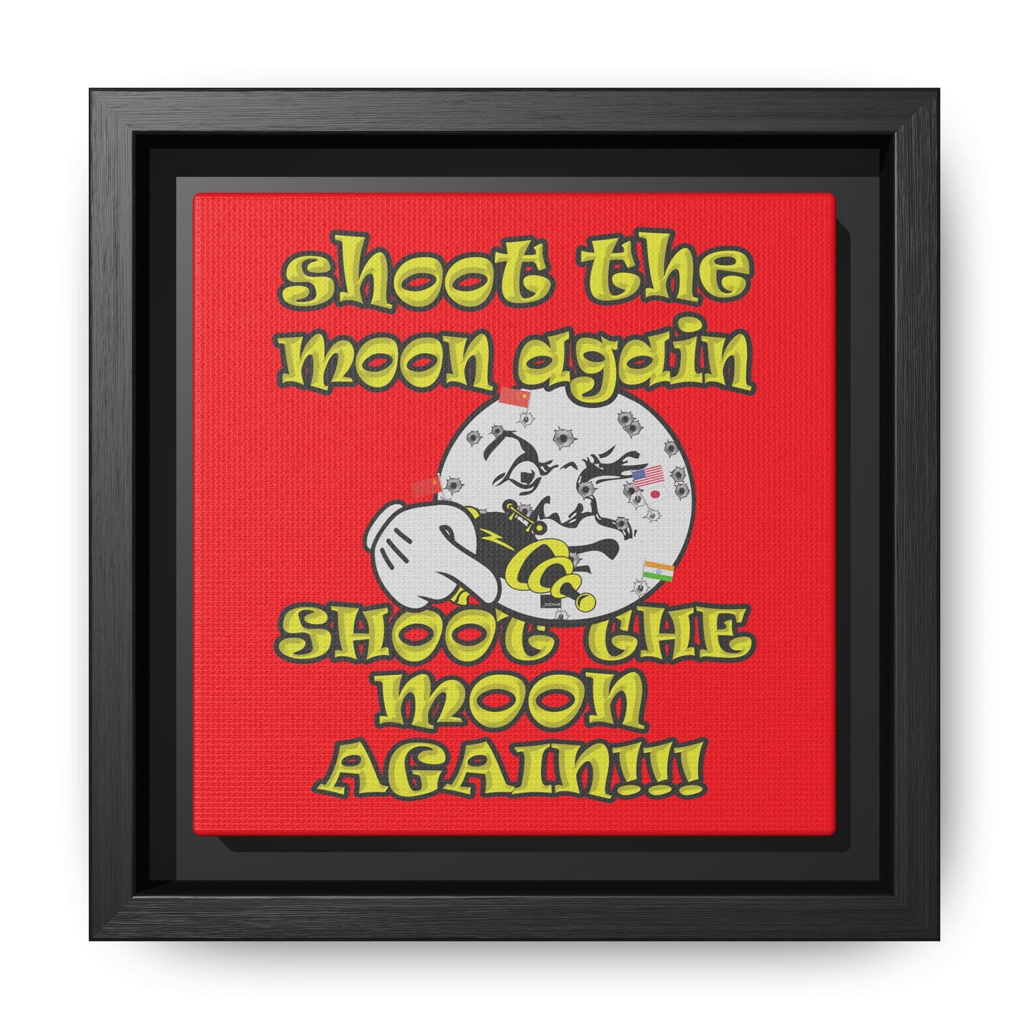 shoot the moon again - framed canvas art (red)