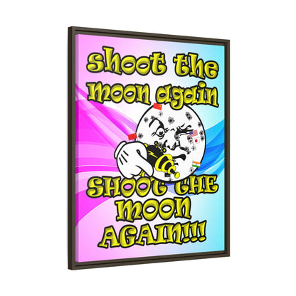 shoot the moon again - framed canvas art (light blue-pink wave)