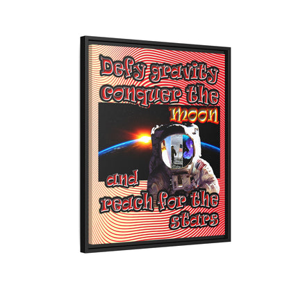defy conquer reach - framed canvas art (yellow-orange wave)