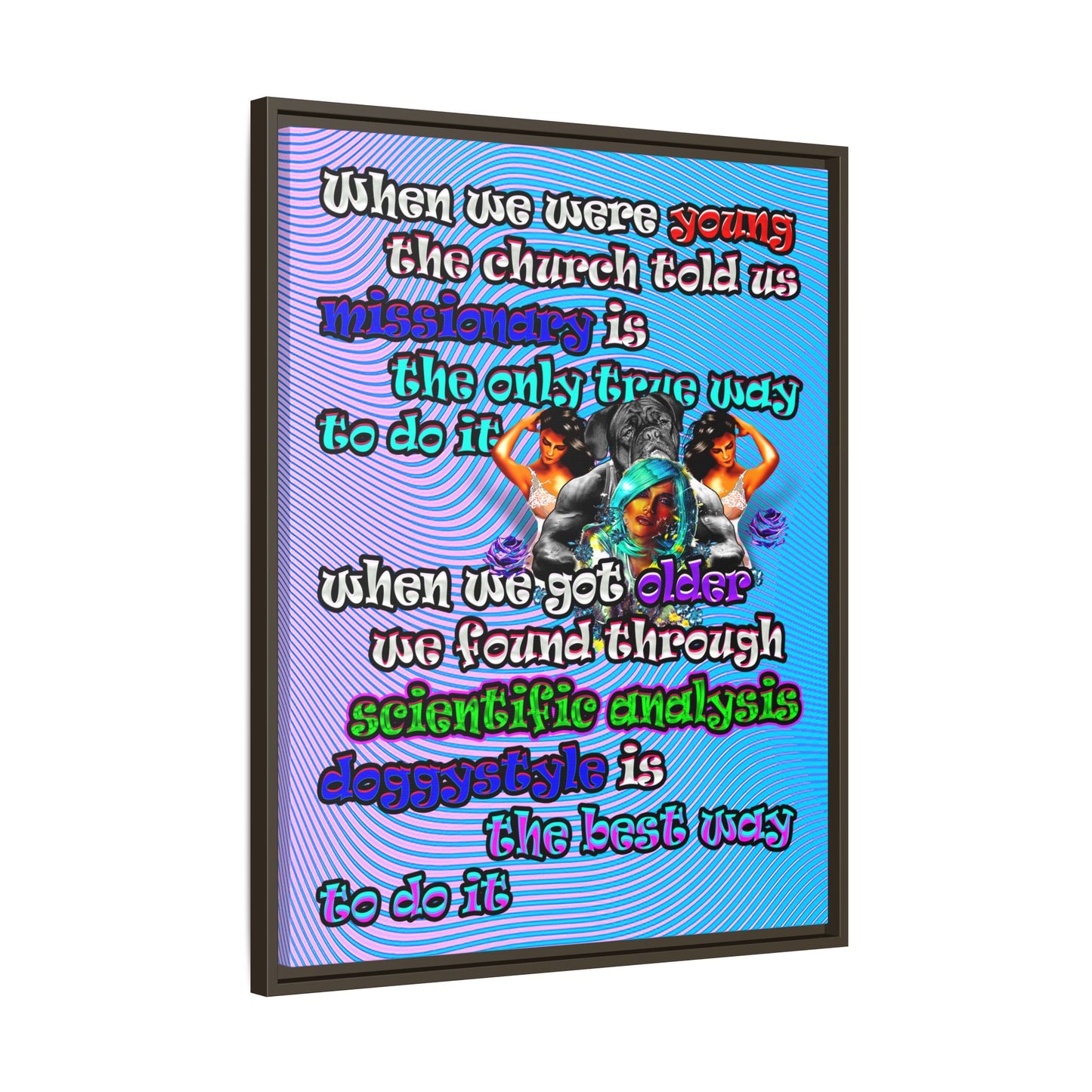 doggystyle - framed canvas art (light blue-purple wave)