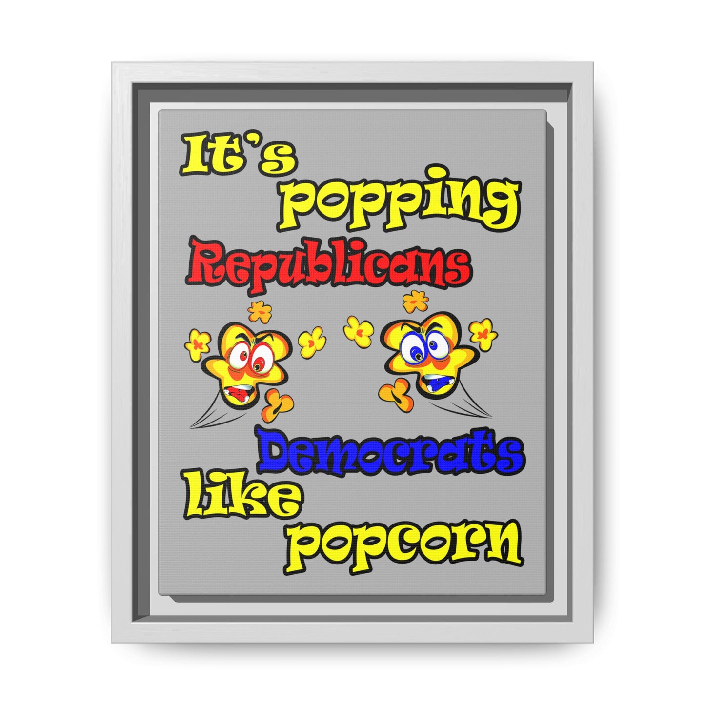 popping like popcorn - framed canvas art (light grey)