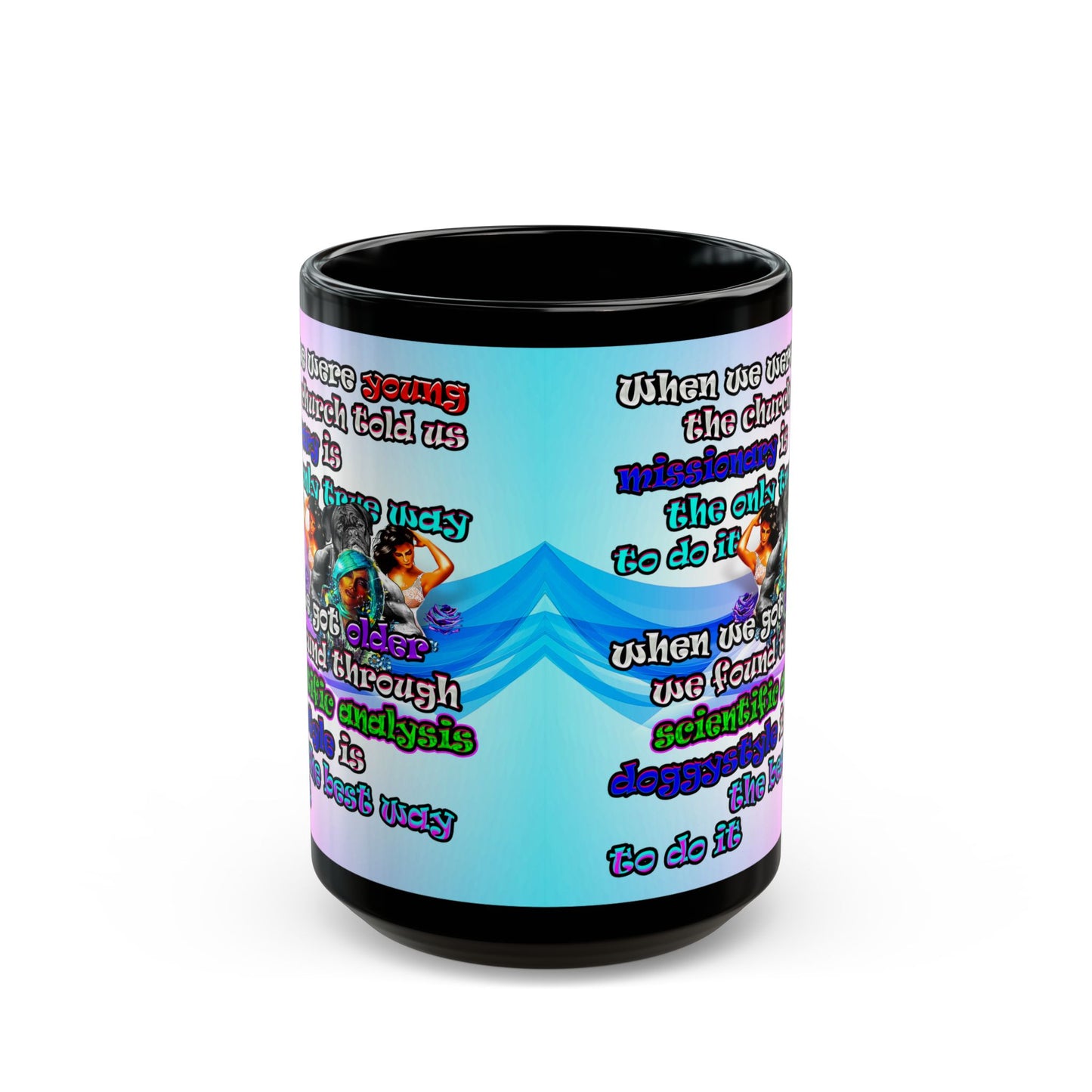 doggystyle - Black Mug (light blue-pink wave)