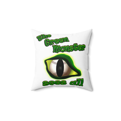 green monster - Spun Polyester Square Pillow - (white)