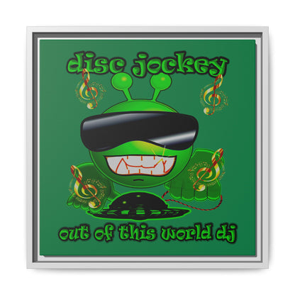 disc jockey - framed canvas art (dark green)