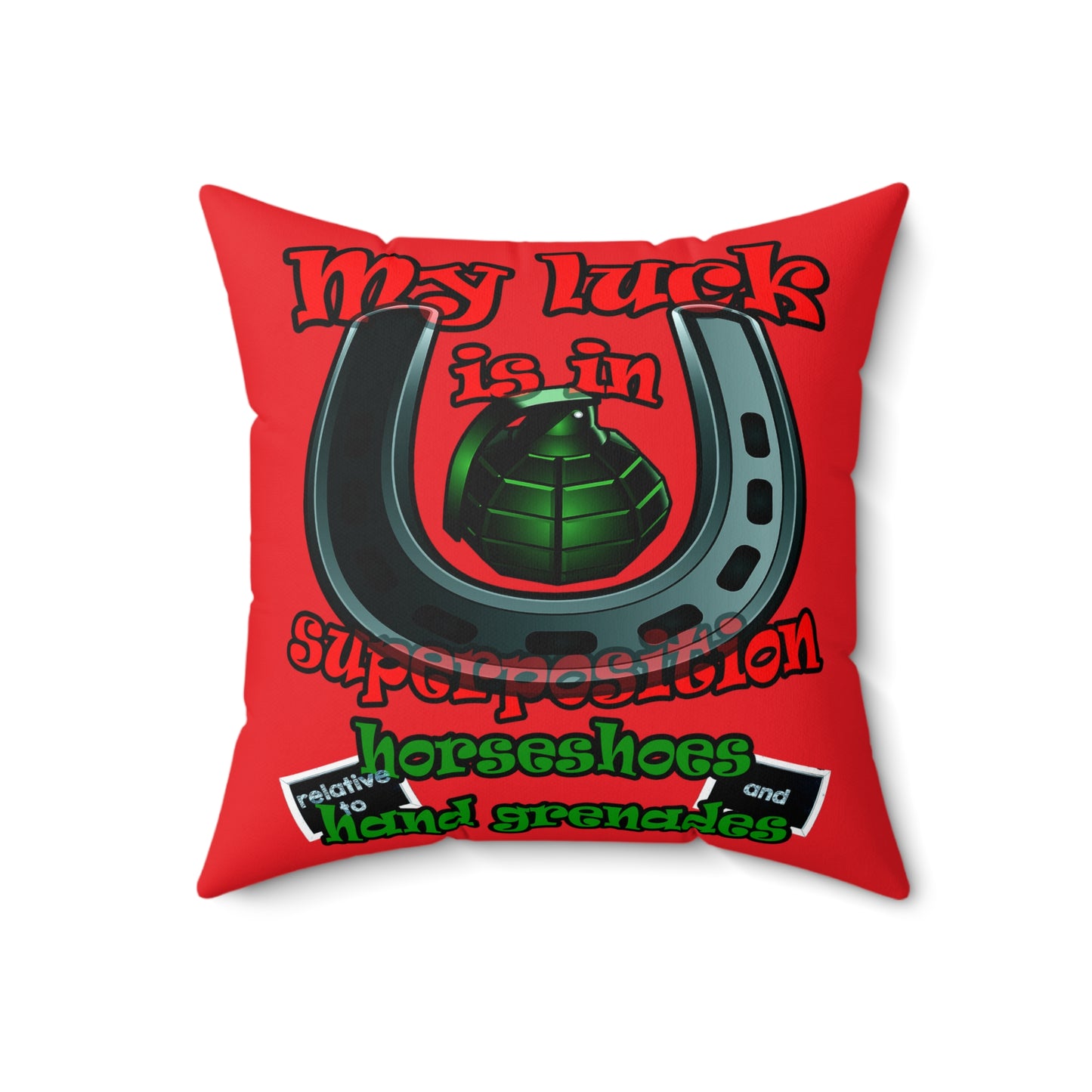 my luck - Spun Polyester Square Pillow - (red)