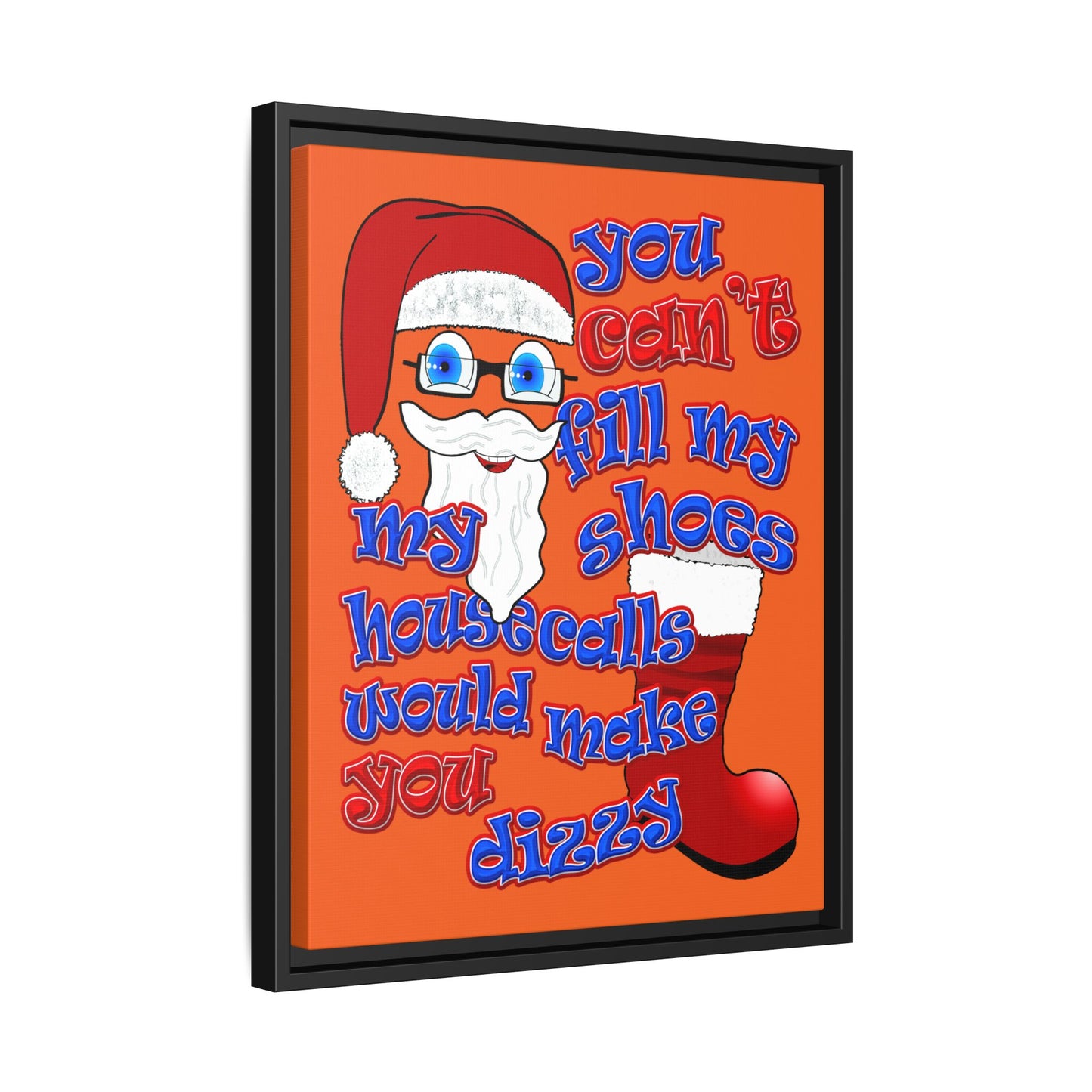 santa's shoes - framed canvas art (orange)