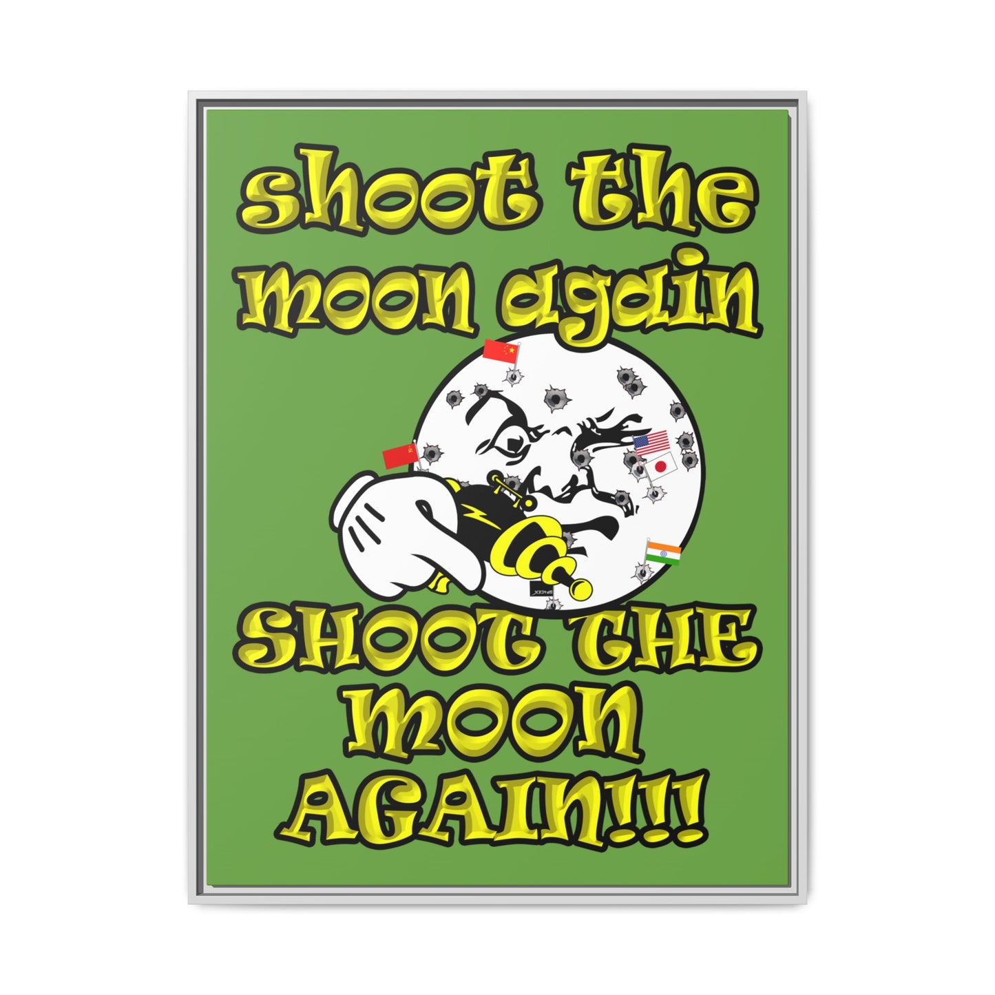 shoot the moon again - framed canvas art (green)
