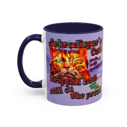 schrodinger's cat - Accent Mug (light blue-pink wave)