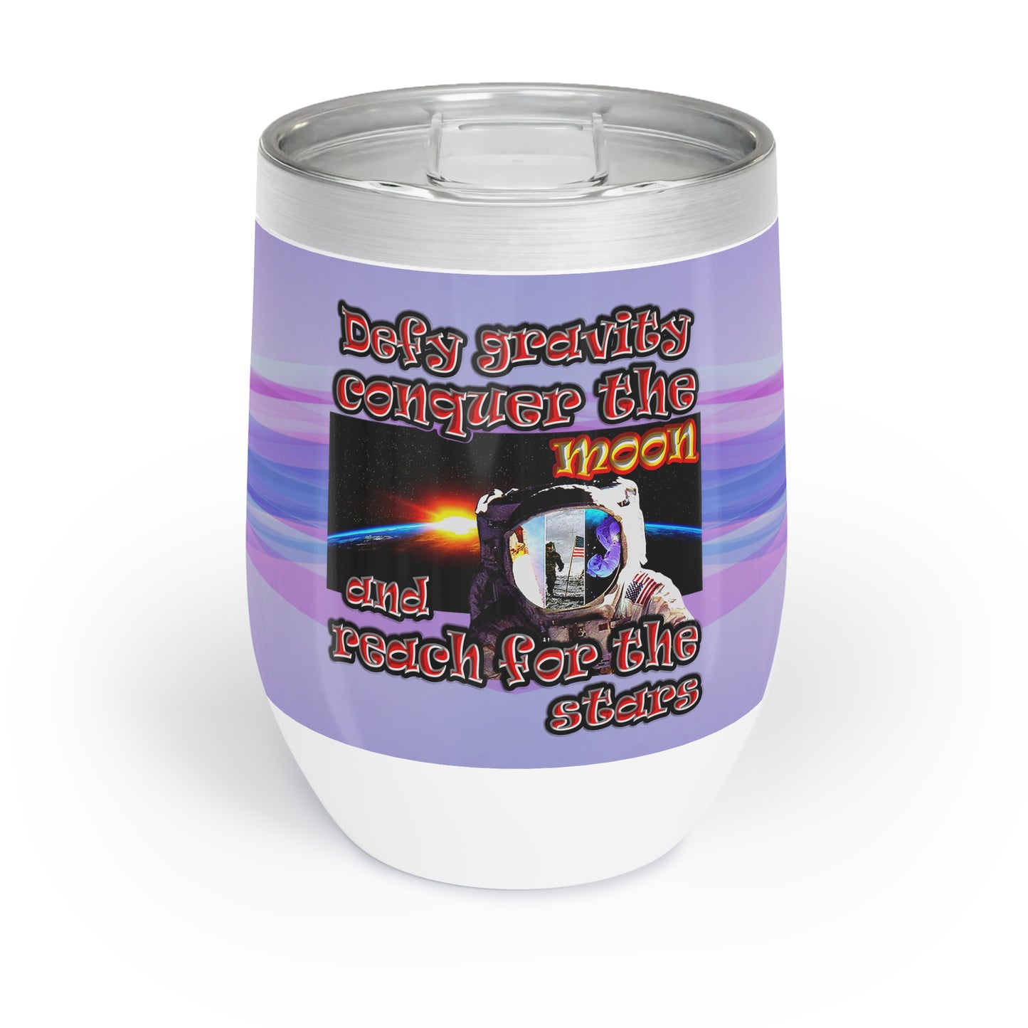defy conquer reach - Chill Wine Tumbler (light blue-pink wave)